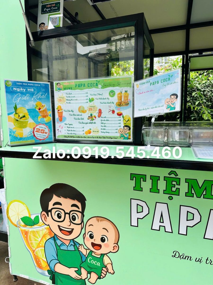 trà trái cây, trà ổi, xe bán trà sữa, xe bán hàng lưu động