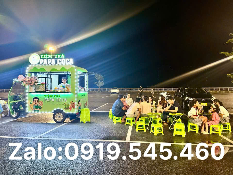 Mẫu xe bán hàng trà trái cây hot nhất hạ long - xe điện bán hàng ba bánh - xe trà trái cây
